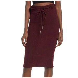 LAVISH LOUNGE Knit Midi Skirt. Maroon. Size 6